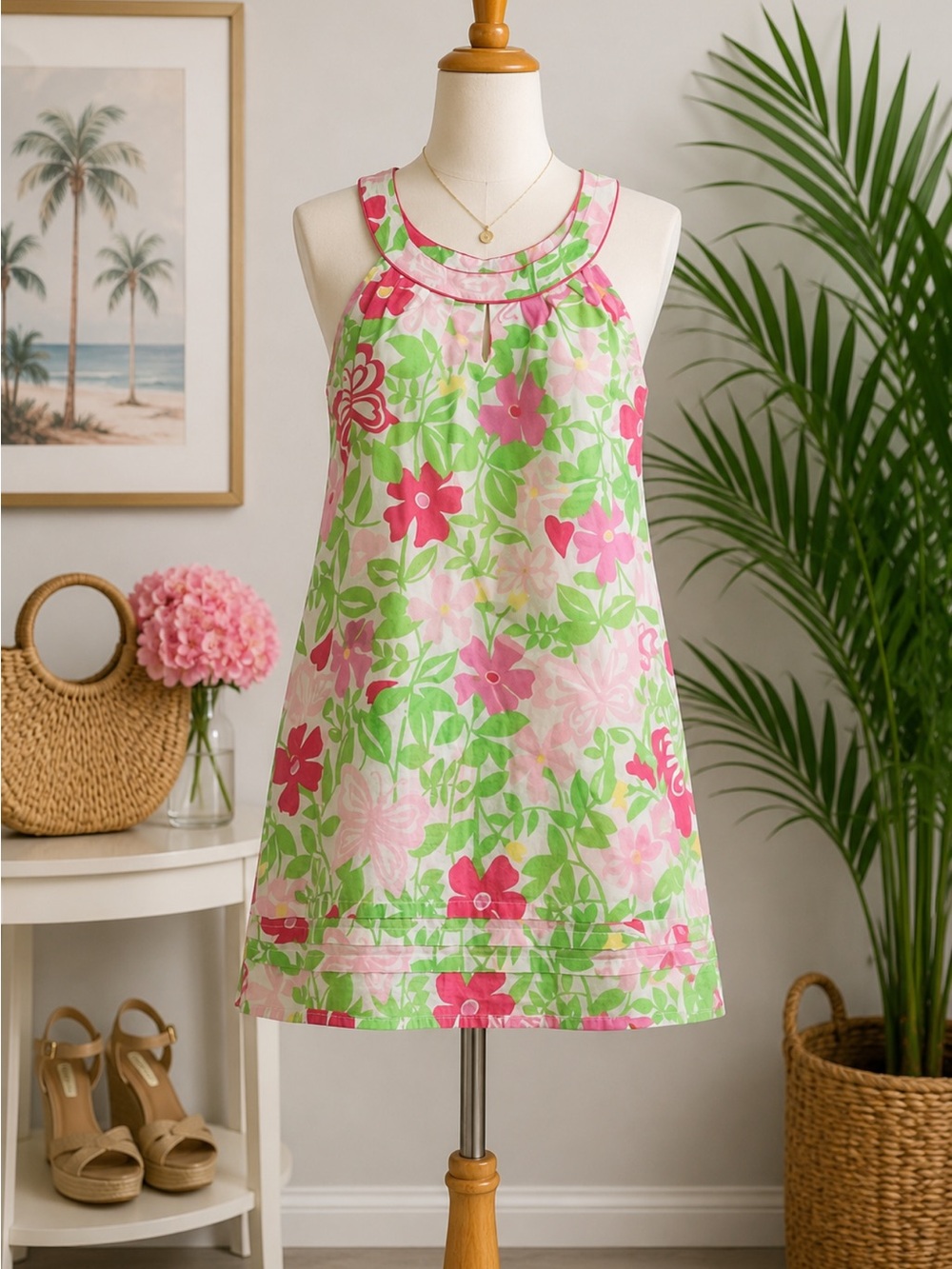 Lilly Pulitzer Pink Green Floral Sundress